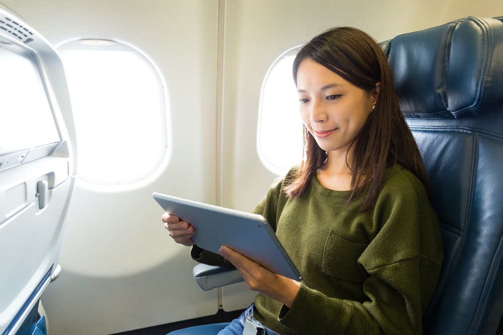 Tablet on a plane