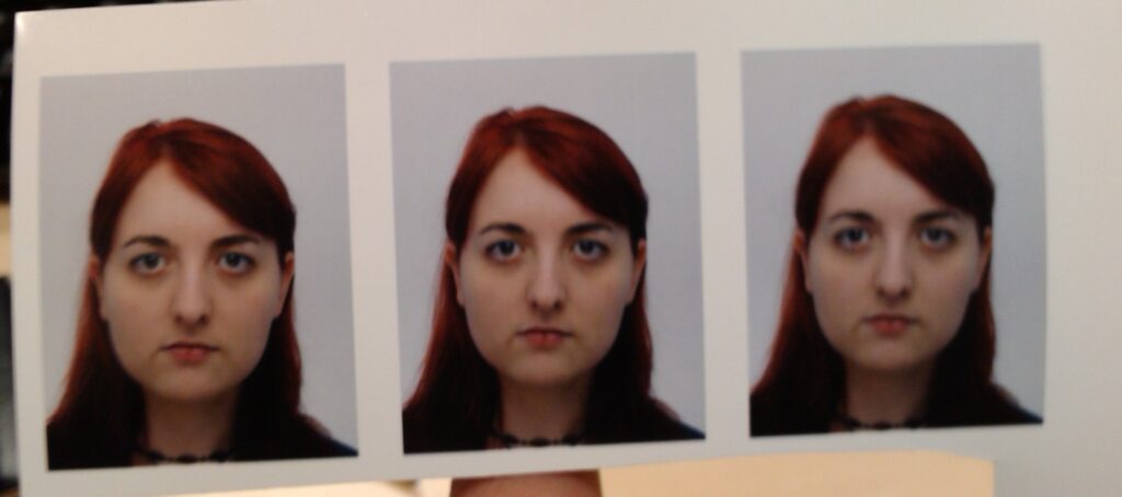 Row of 3 passport photos for the US State Department