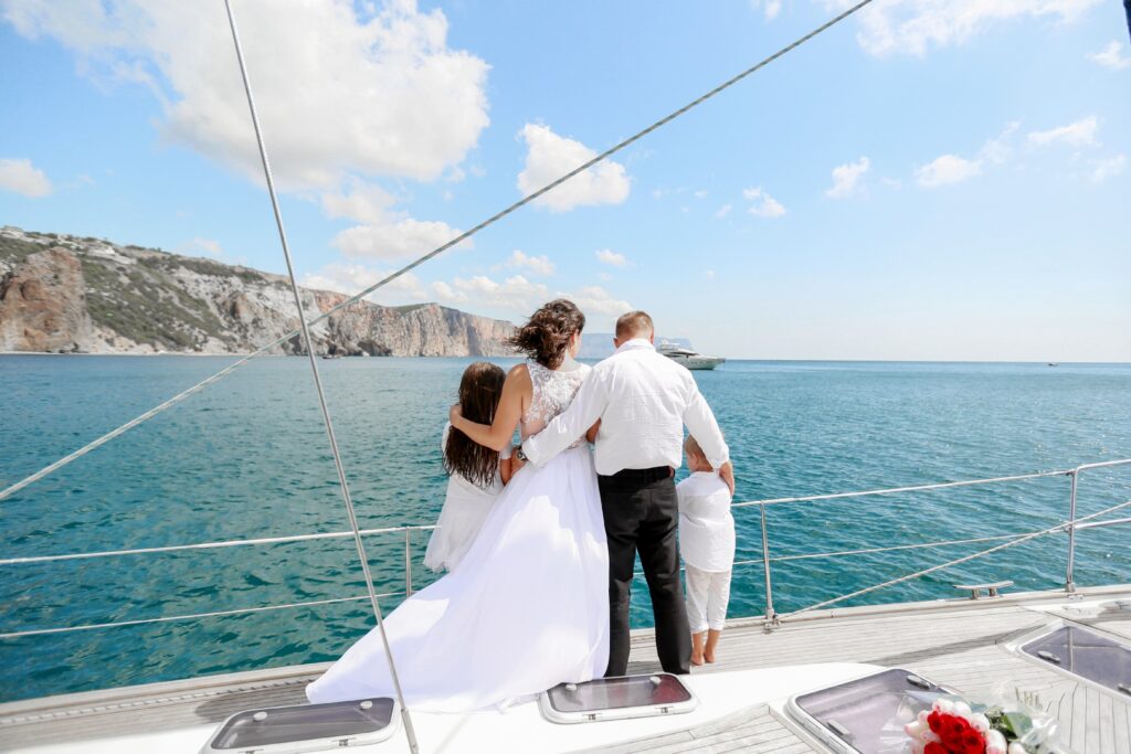 Couple's vow renewal on yacht