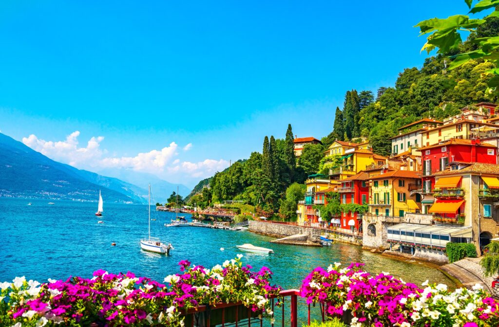 Lake Como Italy, the traditional lake village ofVarenna Town.