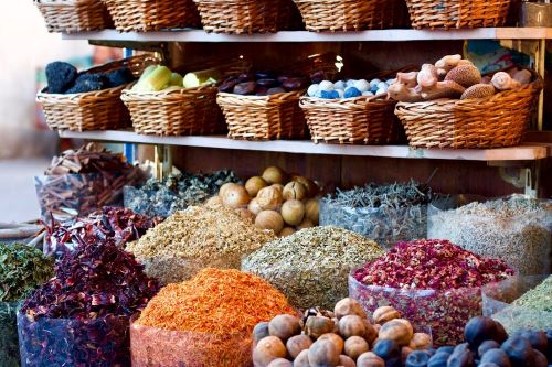 Dubai open air market, spices and fruits