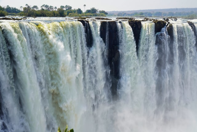 Aerial view of the top of Victoria Falls